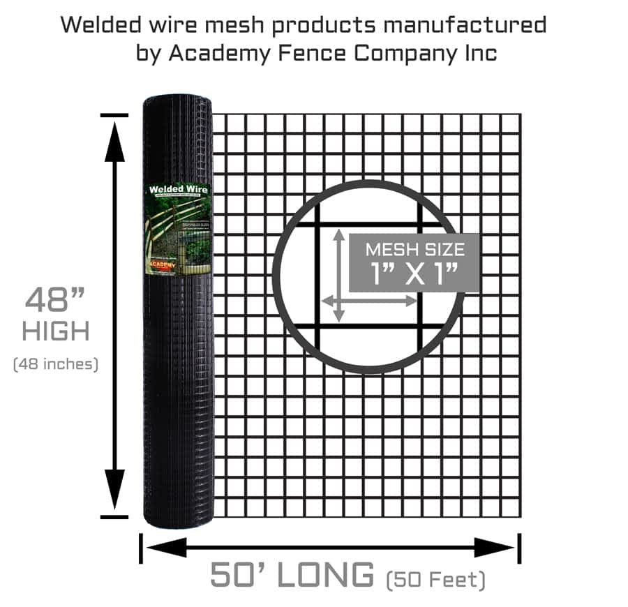 Fence Welded Wire 100-Ft PVC-Coated 14-Gauge Galvanized Zinc-Coated Steel Black